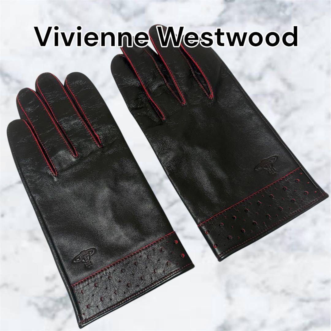 希少】Vivienne Westwood ヴィヴィアン 羊革手袋 黒色 赤刺繍 - メルカリ