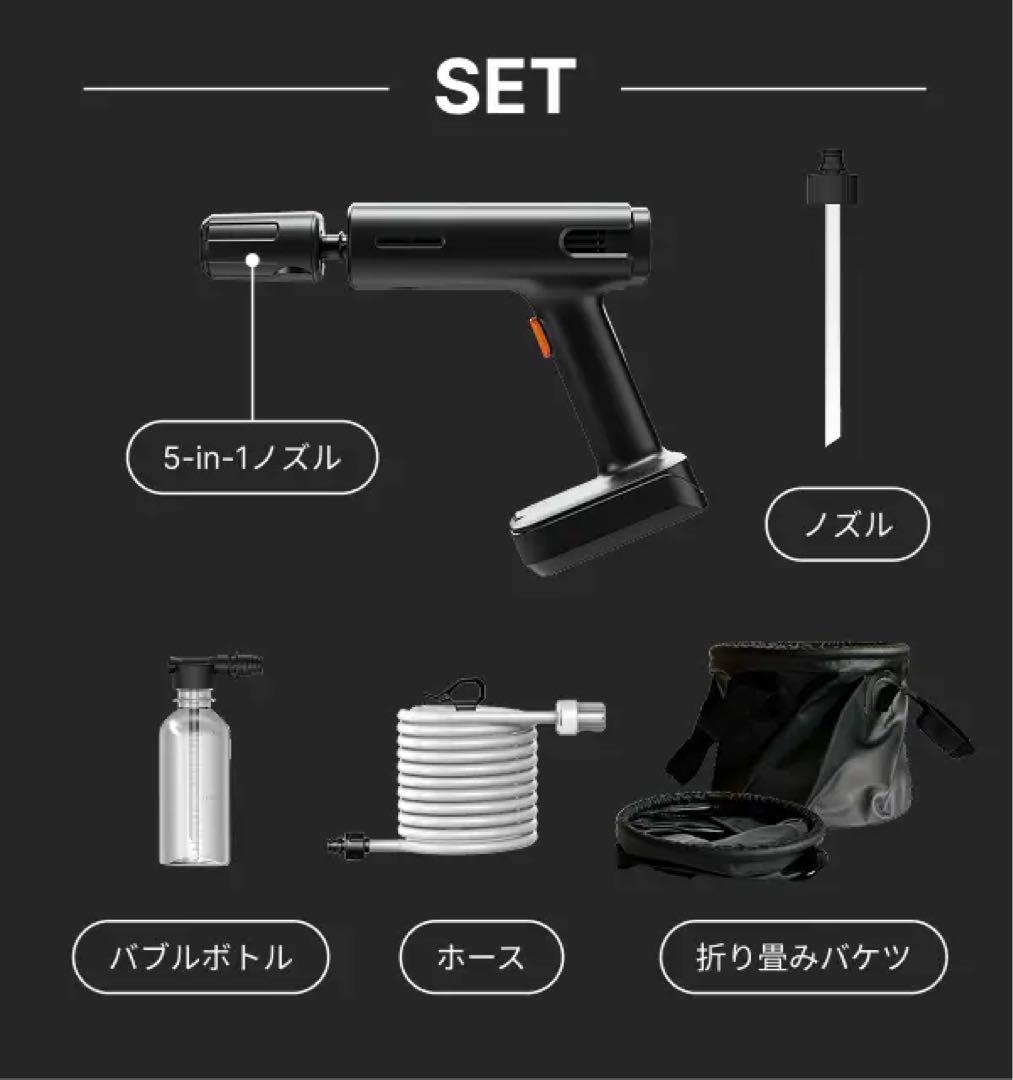 ハンディ高圧洗浄機 ペットボトル接続可USB-C 2.5MPa 25分 谷村実