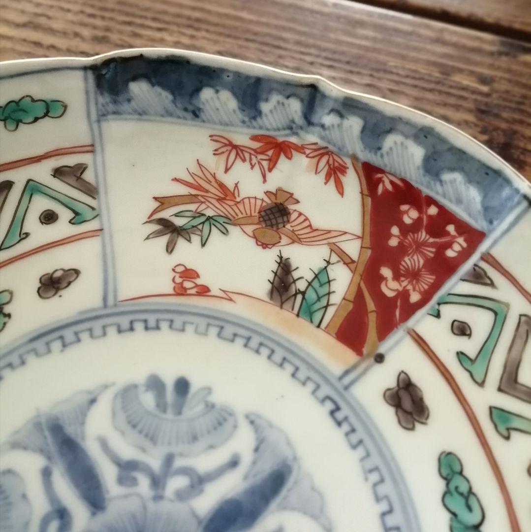 古伊万里 色絵 ふくら雀と鳳凰 輪花縁 七寸皿 2客 - メルカリ