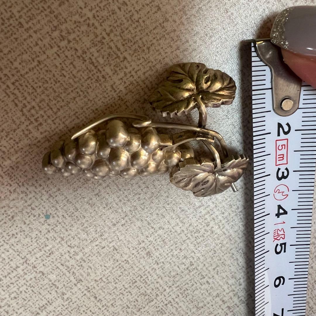 箸置き アンティーク シルバー 純銀製 ぶどう 大丸刻印 木箱付 32.1ｇ