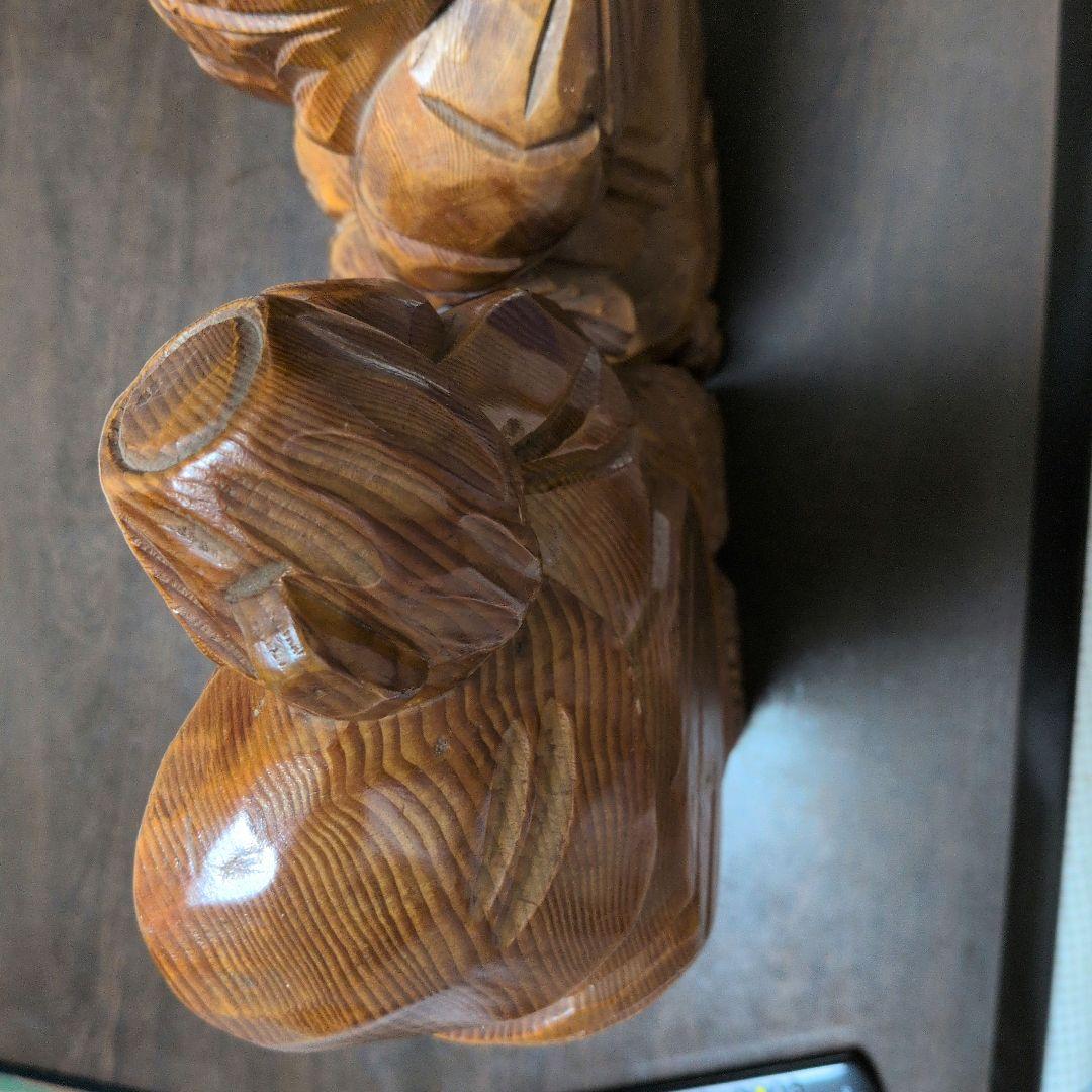 値下)木製 「恵比寿天」＋「大黒天」 彫刻 2体 - メルカリ