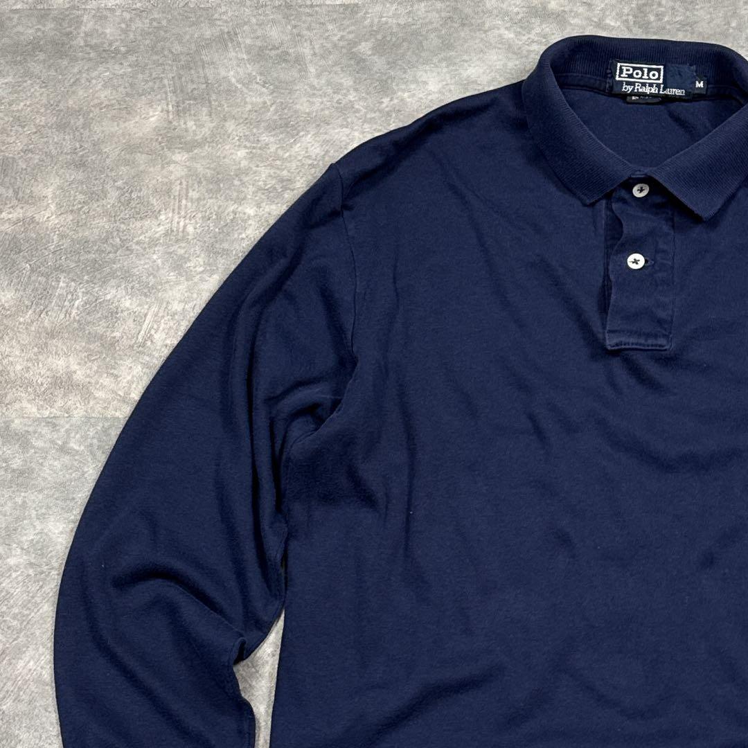 ポロラルフローレン 長袖ポロシャツ ネイビー M ポニー刺繍 コットン