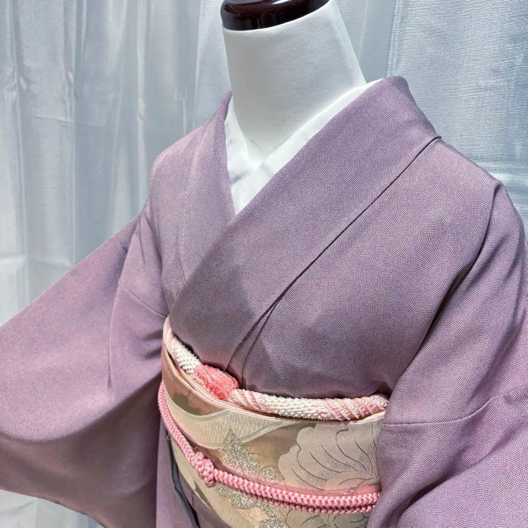 正絹 鮫小紋 江戸小紋 袷 作家 しつけ 未着用 紋付 フルセット フ9996