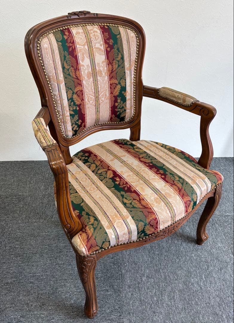 輸入家具 アンティークチェア 猫脚 クラシックスタイル 多色布張り椅子