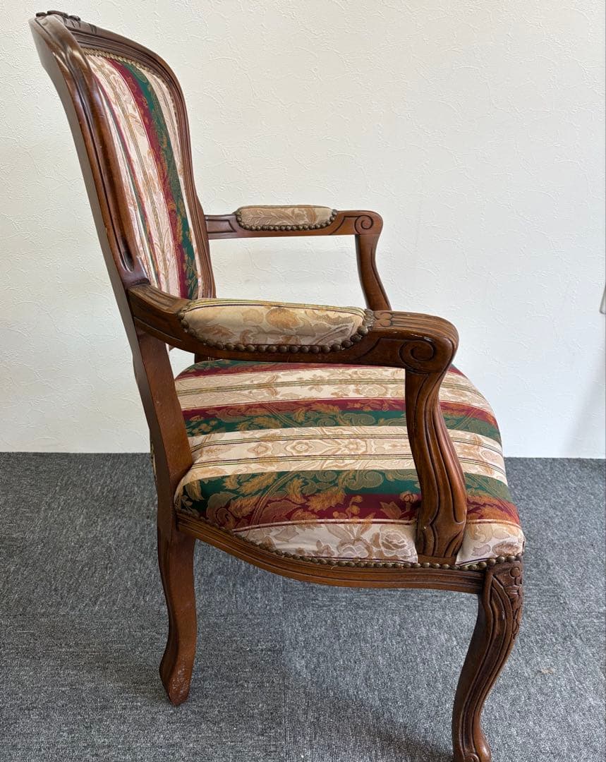 輸入家具 アンティークチェア 猫脚 クラシックスタイル 多色布張り椅子