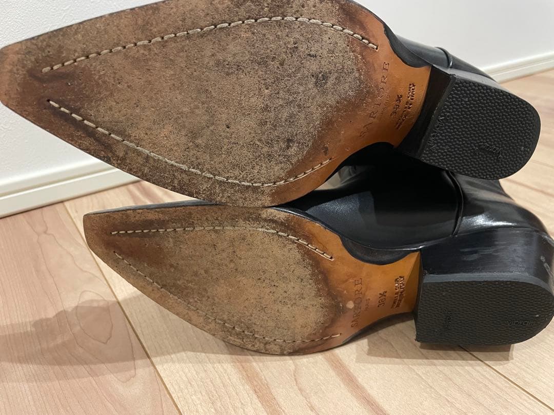 サルトル ウエスタンブーツ ブラック 刺繍 黒 38 1/2 24.5cm