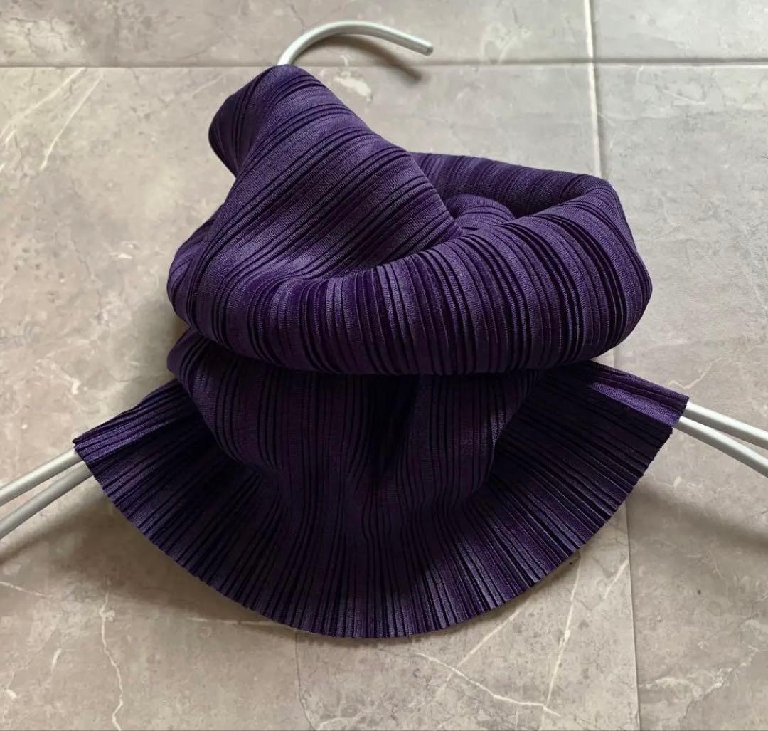 プリーツプリーズ　イッセイミヤケ　ネックウォーマー　　オーチューブ 紫　美品 プリーツプリーズ PLEATS PLEASE 16AW 日本製 OH TUBE リブプリーツ