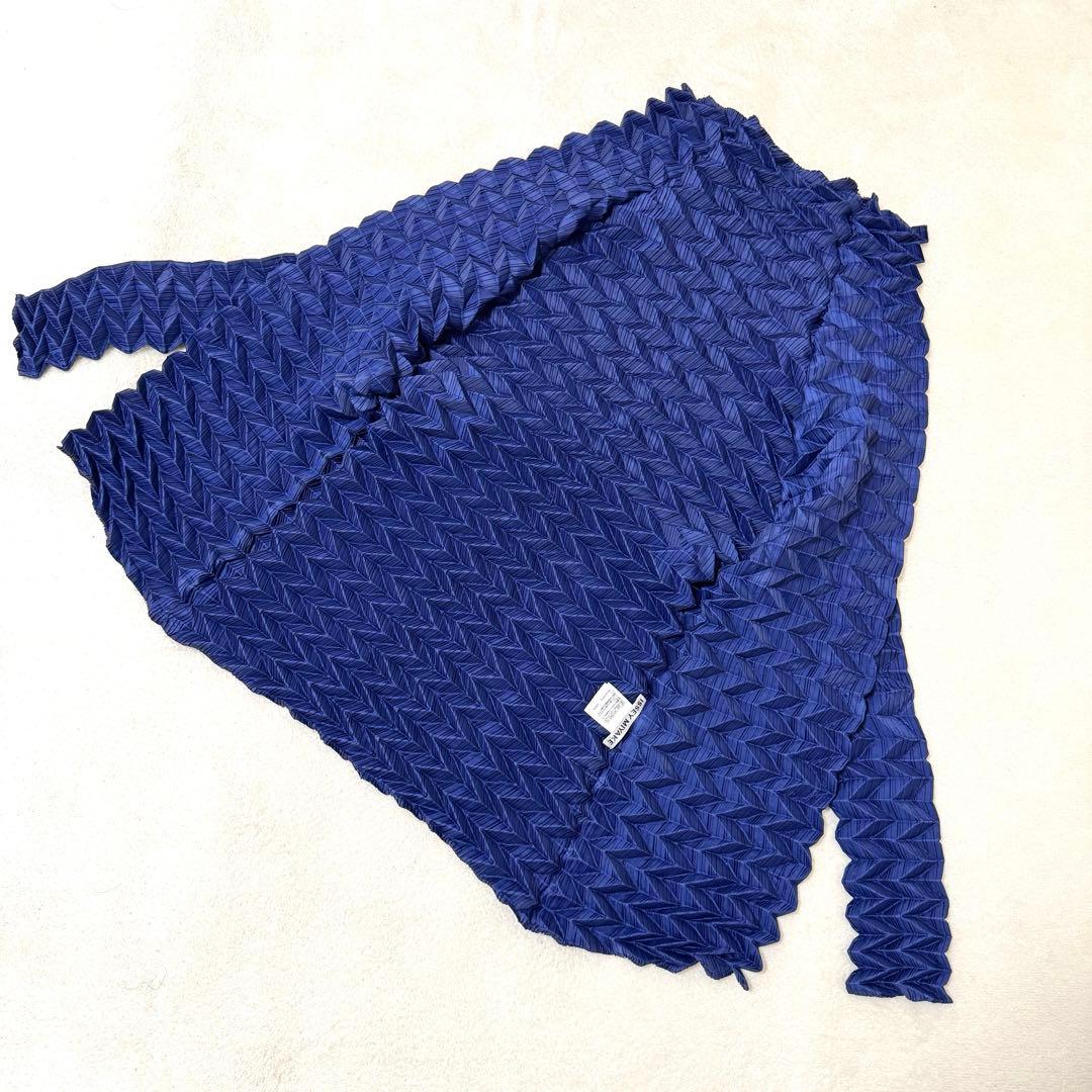 極美品✨ISSEY MIYAKE プリーツ 立体 変形 ネイビー 長袖 シャツ トップス