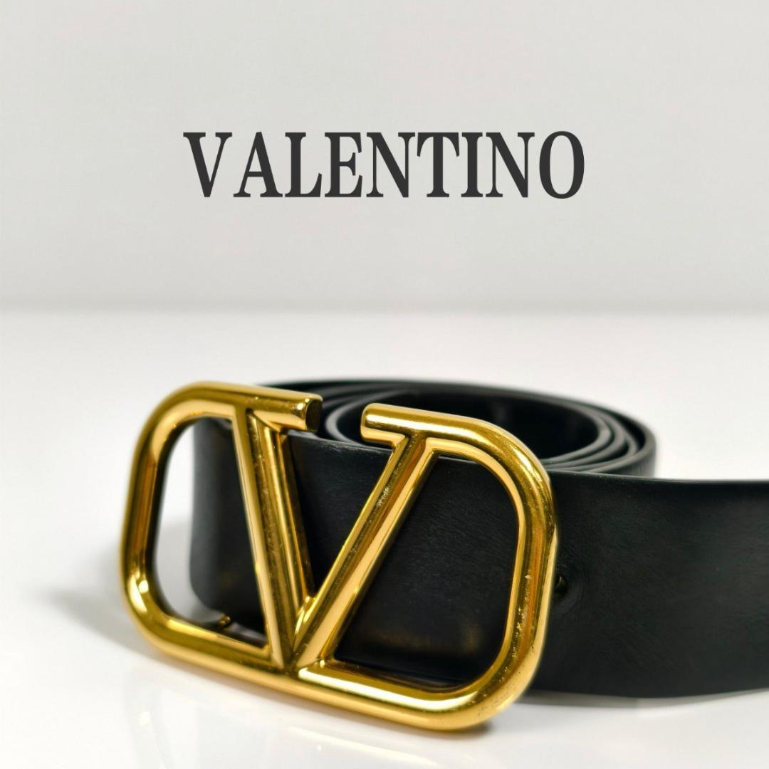 最終値下げ【美品】VALENTINO Vロゴ シグネチャーベルト ブラック Vロゴ シグネチャー シャイニーカーフスキン ベルト 25mm for メンズ