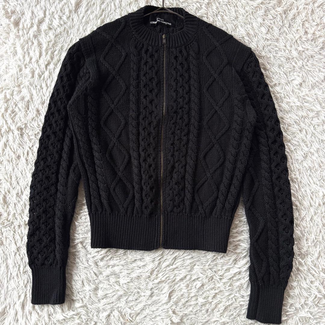 希少 トリコ コムデギャルソン AD1998 ケーブルニット カーディガン 黒