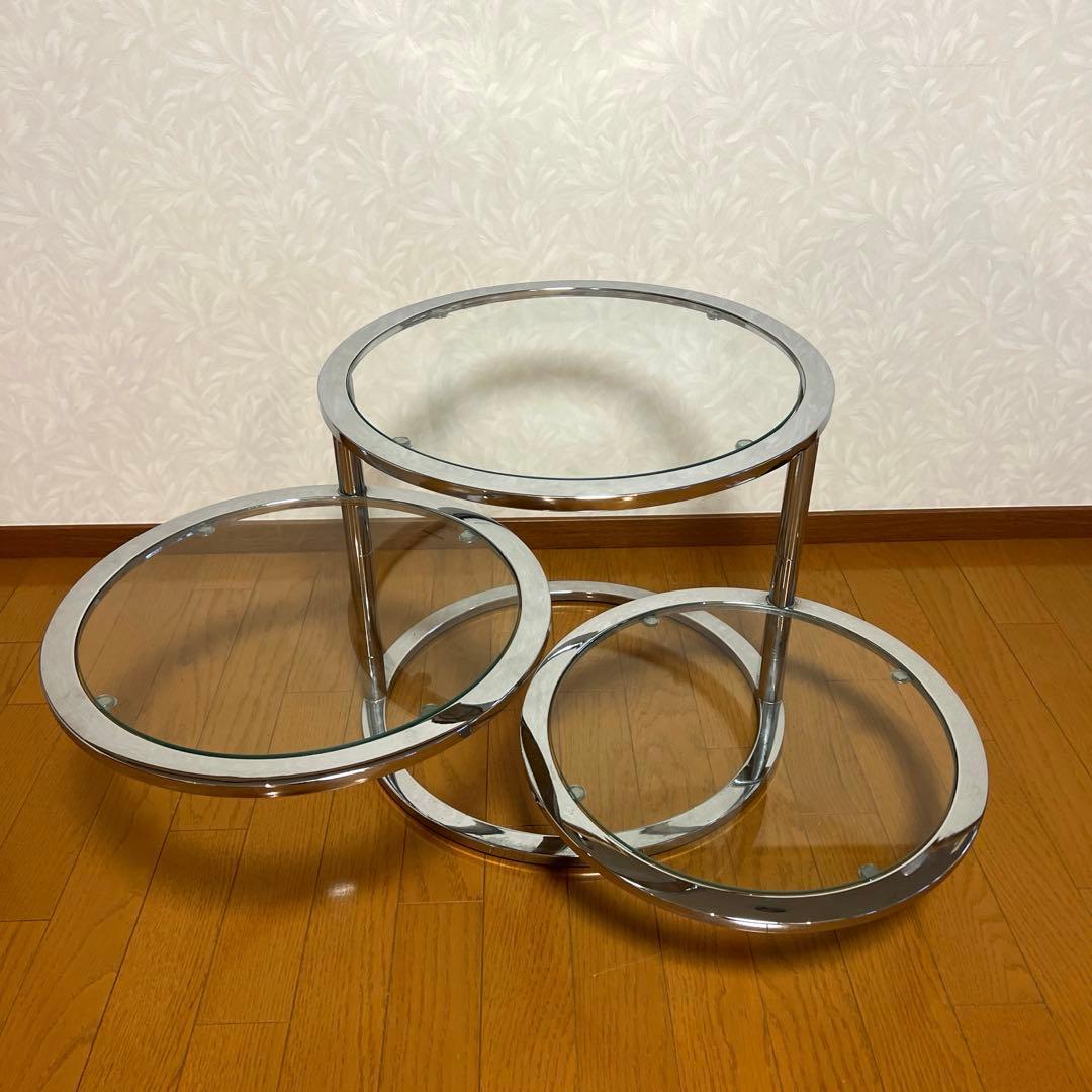 ミッドセンチュリー 丸型 ラウンドテーブル ヴィンテージ 強化ガラス 4段 ミッドセンチュリー 丸型 ラウンドテーブル ヴィンテージ 4段 - メルカリ