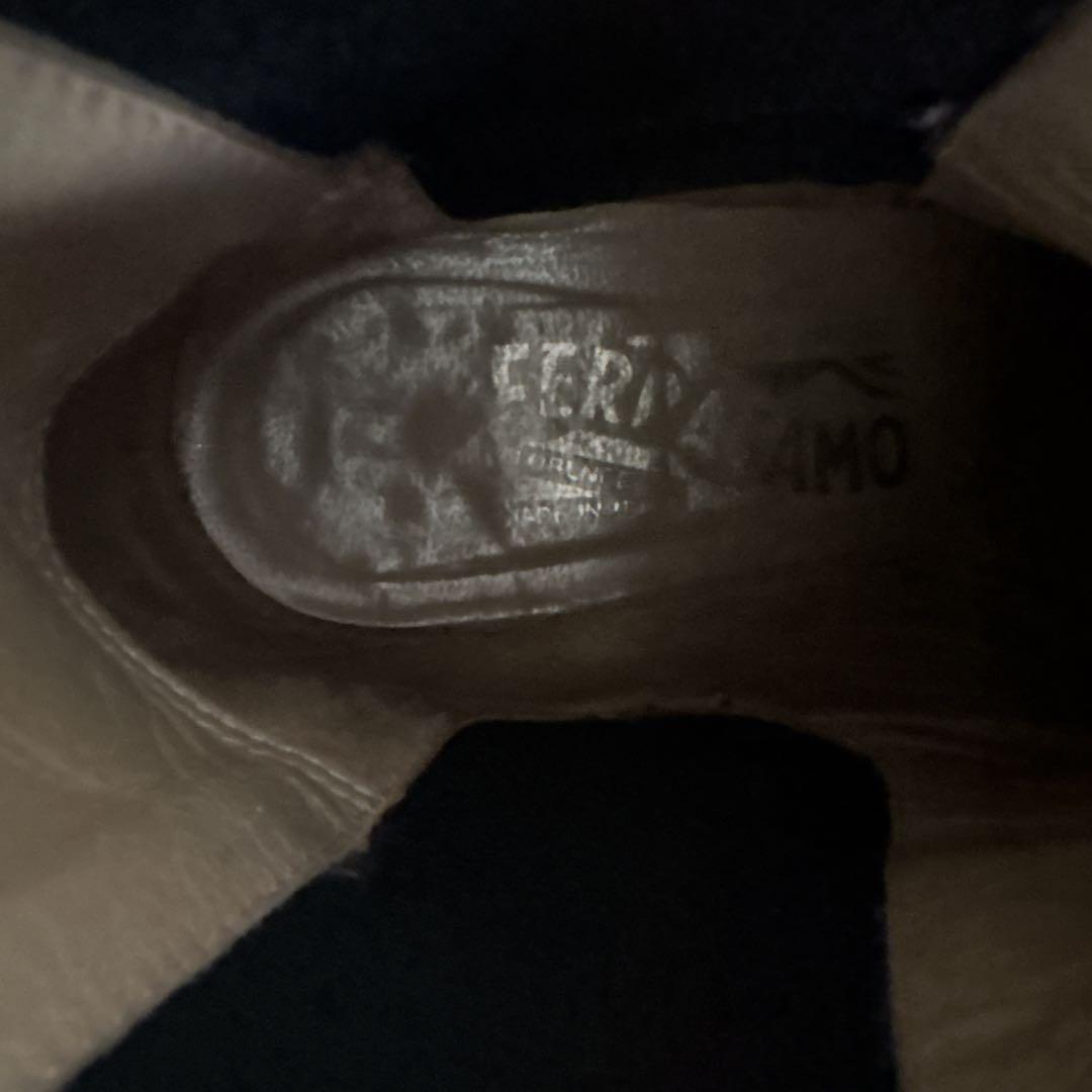 サルヴァトーレ フェラガモ サイドゴアブーツ 黒 レザー 24〜24.5cm