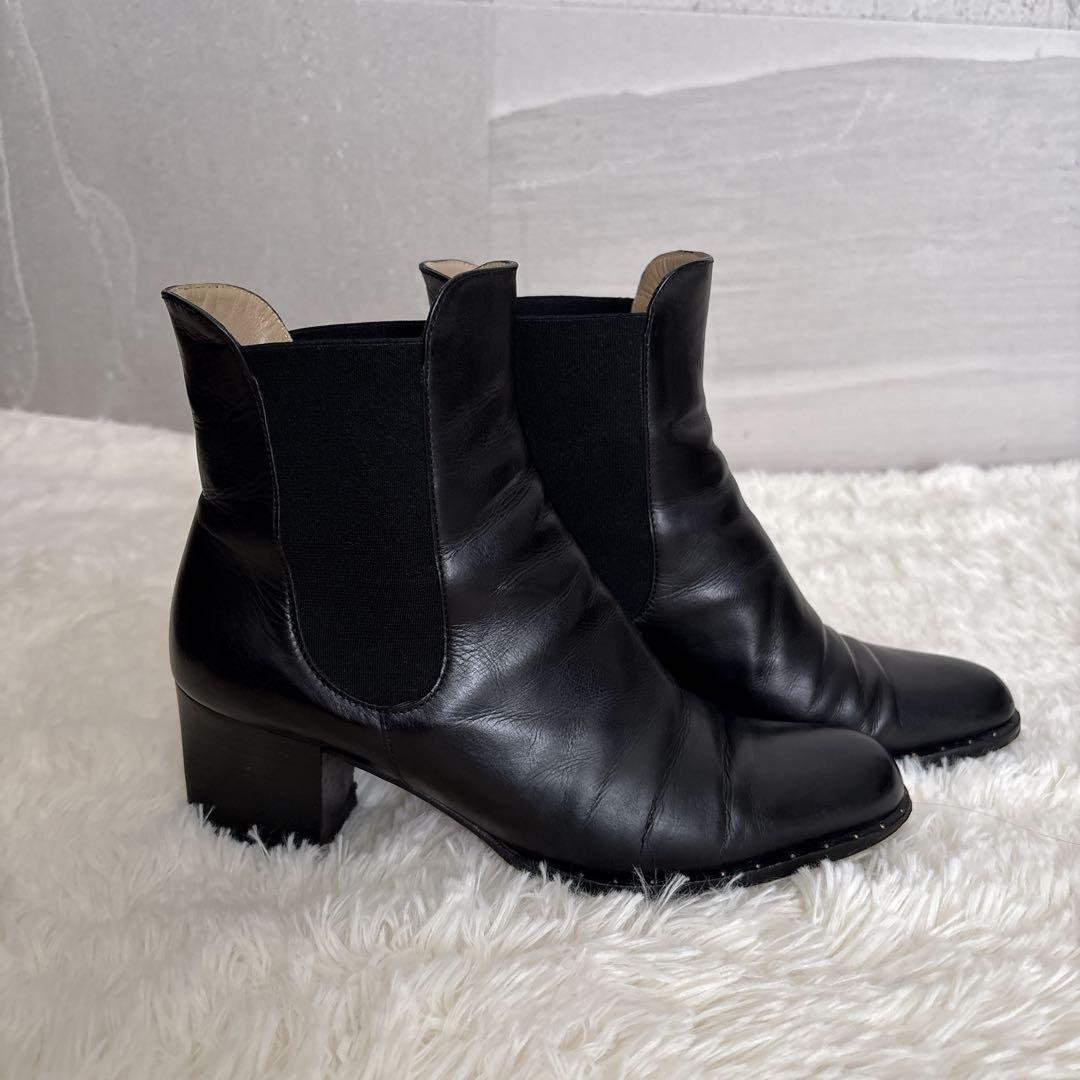 サルヴァトーレ フェラガモ サイドゴアブーツ 黒 レザー 24〜24.5cm