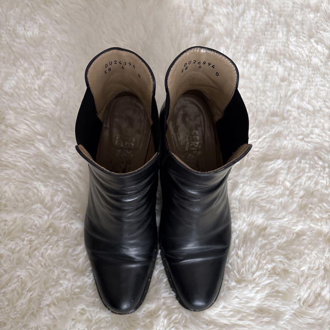 サルヴァトーレ フェラガモ サイドゴアブーツ 黒 レザー 24〜24.5cm