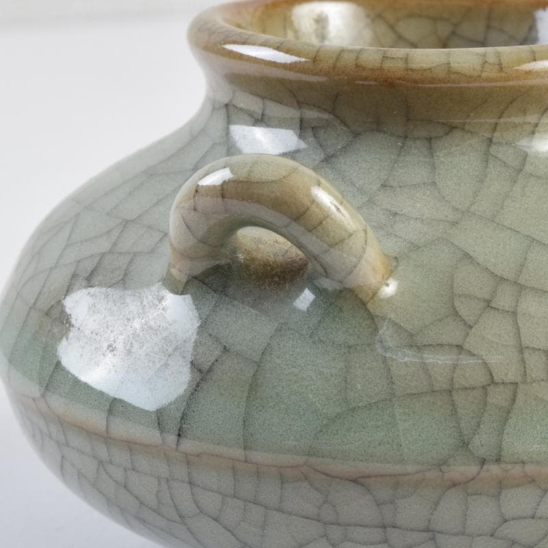 中国 哥釉 青磁 氷裂文 双耳香炉 C 9106 - メルカリ