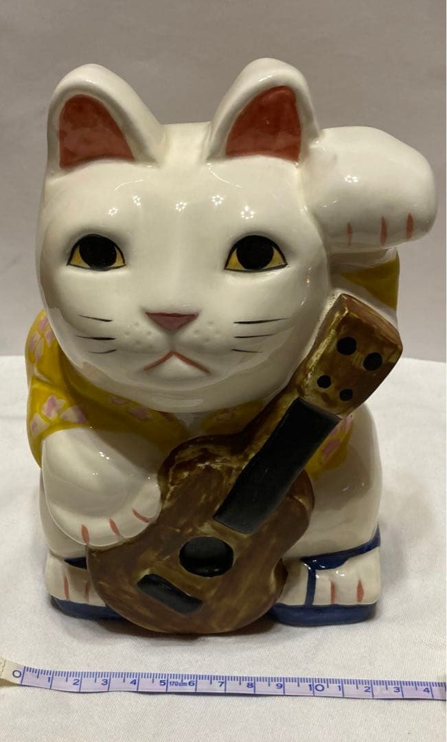 レア‼︎ Hawaii ハワイ 陶器製 ウクレレ招き猫 ラッキーキャット