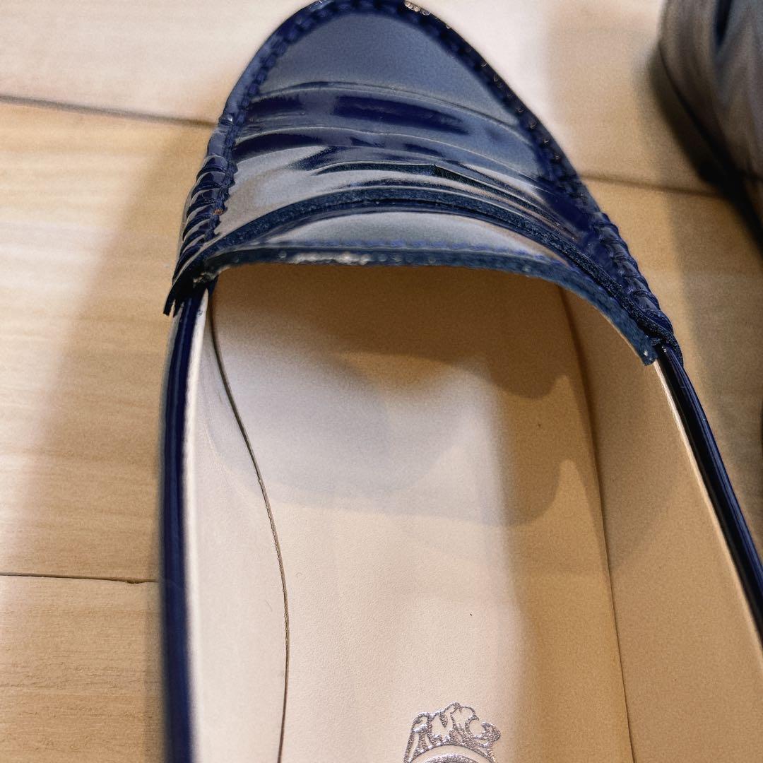 TOD'S トッズ ローファー パテント ロゴ刻印 24cm ネイビー - メルカリ