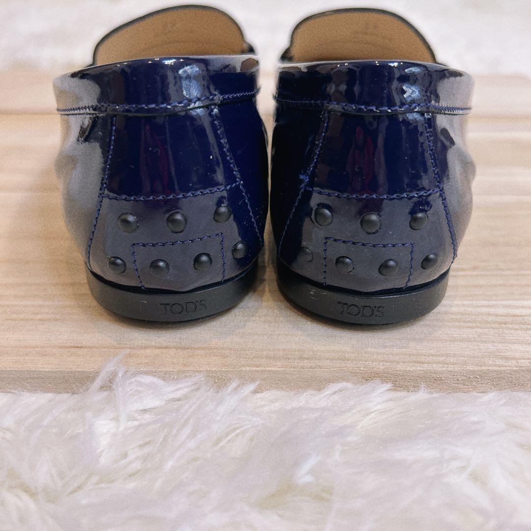 TOD'S トッズ ローファー パテント ロゴ刻印 24cm ネイビー - メルカリ