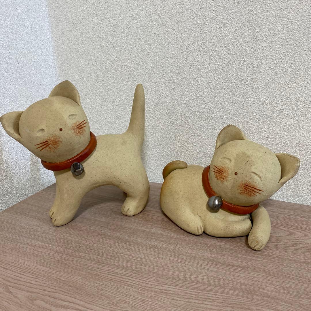 益子焼 加藤 麻里作 陶器 猫 ネコ 2体 11センチ - メルカリ