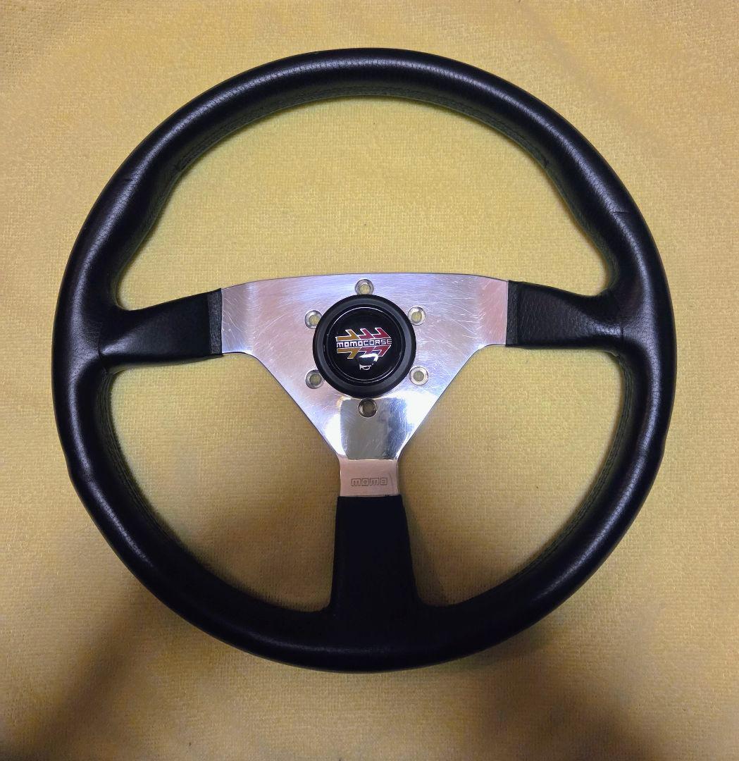 MOMO モモ ステアリング　ブラック　レザー 当時物　約34cm MOMO（モモ） 【正規品】モモ ステアリング RACE レース ノト ブラック