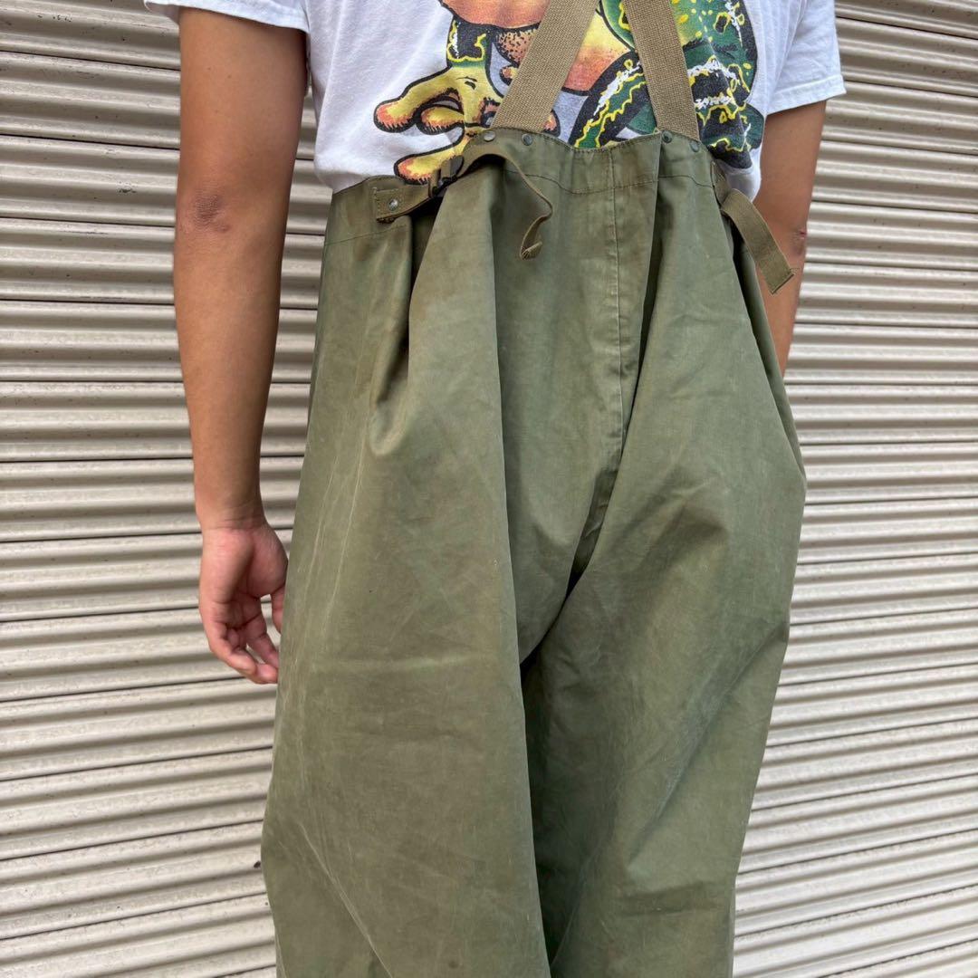 40s US.ARMY 米軍実物 N-2 デッキパンツ ゴム引き オーバーオール