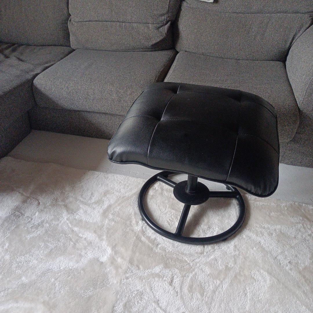 引き取り限定)黒い合成皮革のオットマン - メルカリ
