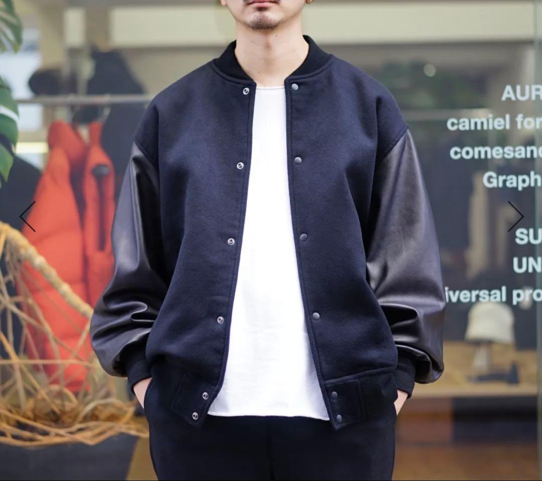 ジャケット・アウター Graphpaper Light Melton Stadium Jacket 2 Graphpaper Light Melton Stadium Jacket 2