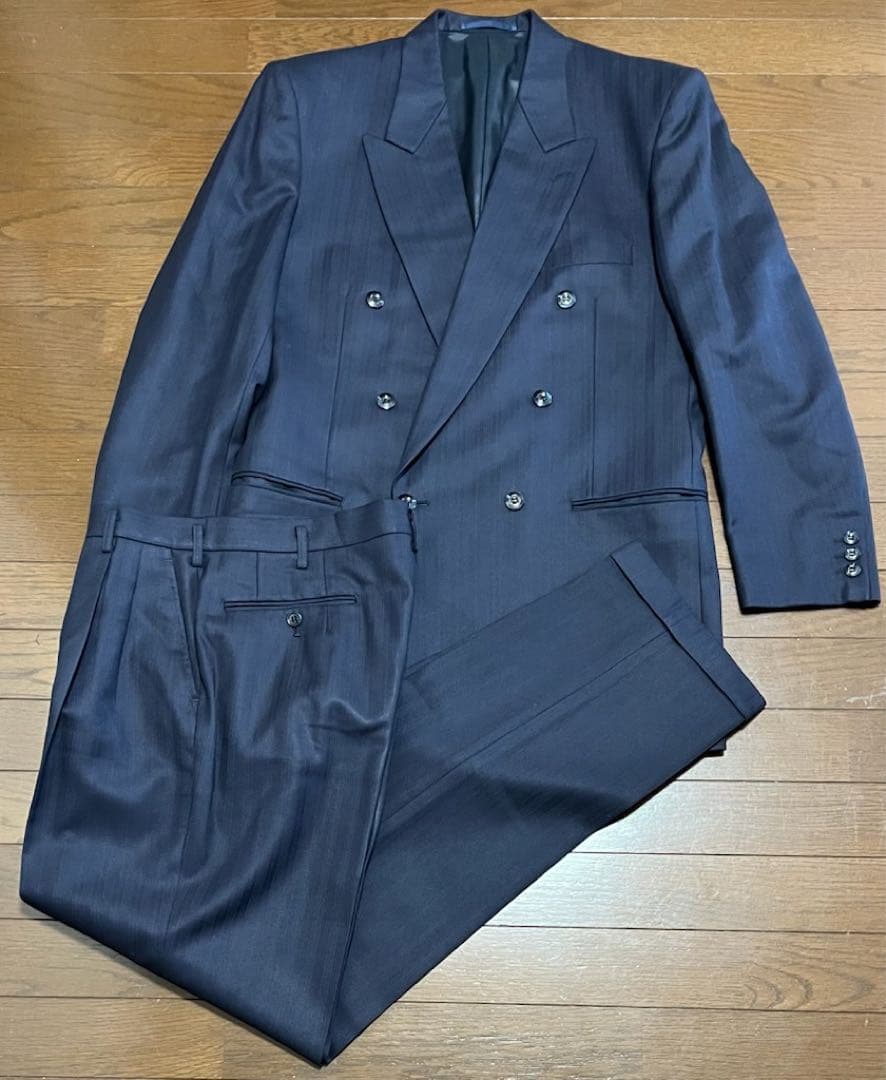 ②スーツ セットアップ上下 ダブルスーツ ネイビー - メルカリ