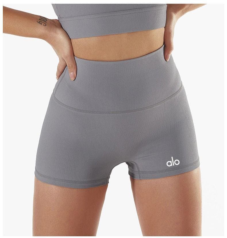 alo・美尻】 リブハイウエストショートパンツ グレー サイズM - メルカリ