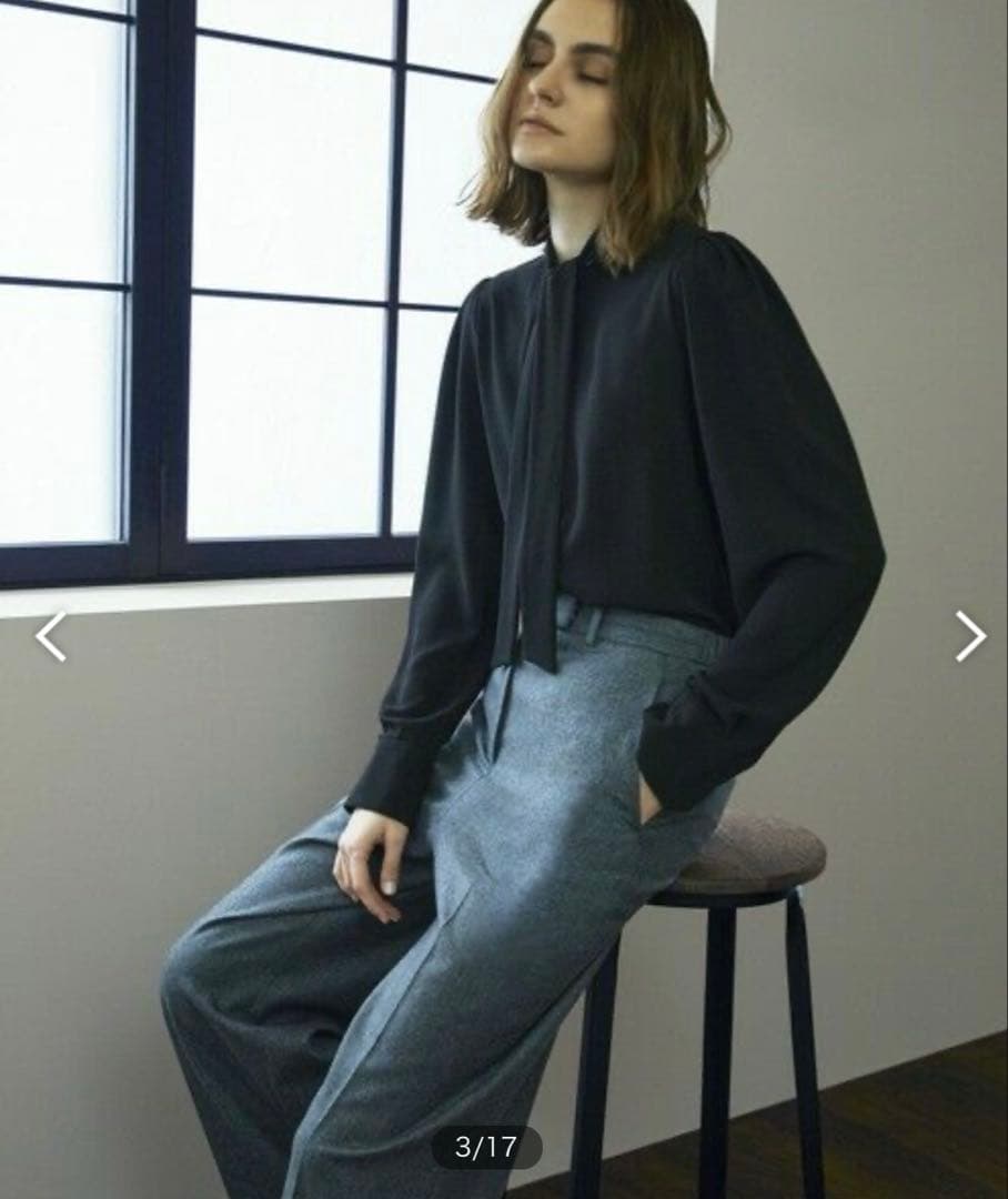 EPOCA エポカソフトジョーゼット ボウタイブラウス リボン とろみ