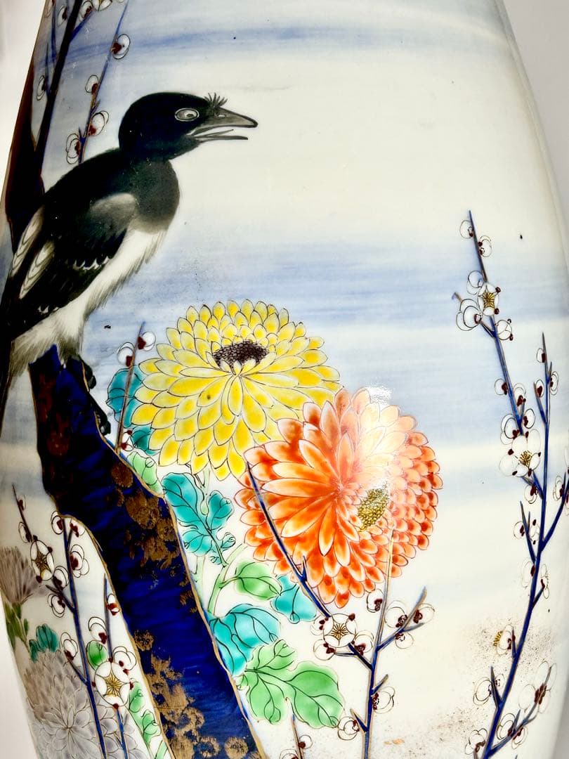 香蘭社 明治初期 釉下彩上絵花鳥図大花瓶 有田 伊万里 - メルカリ