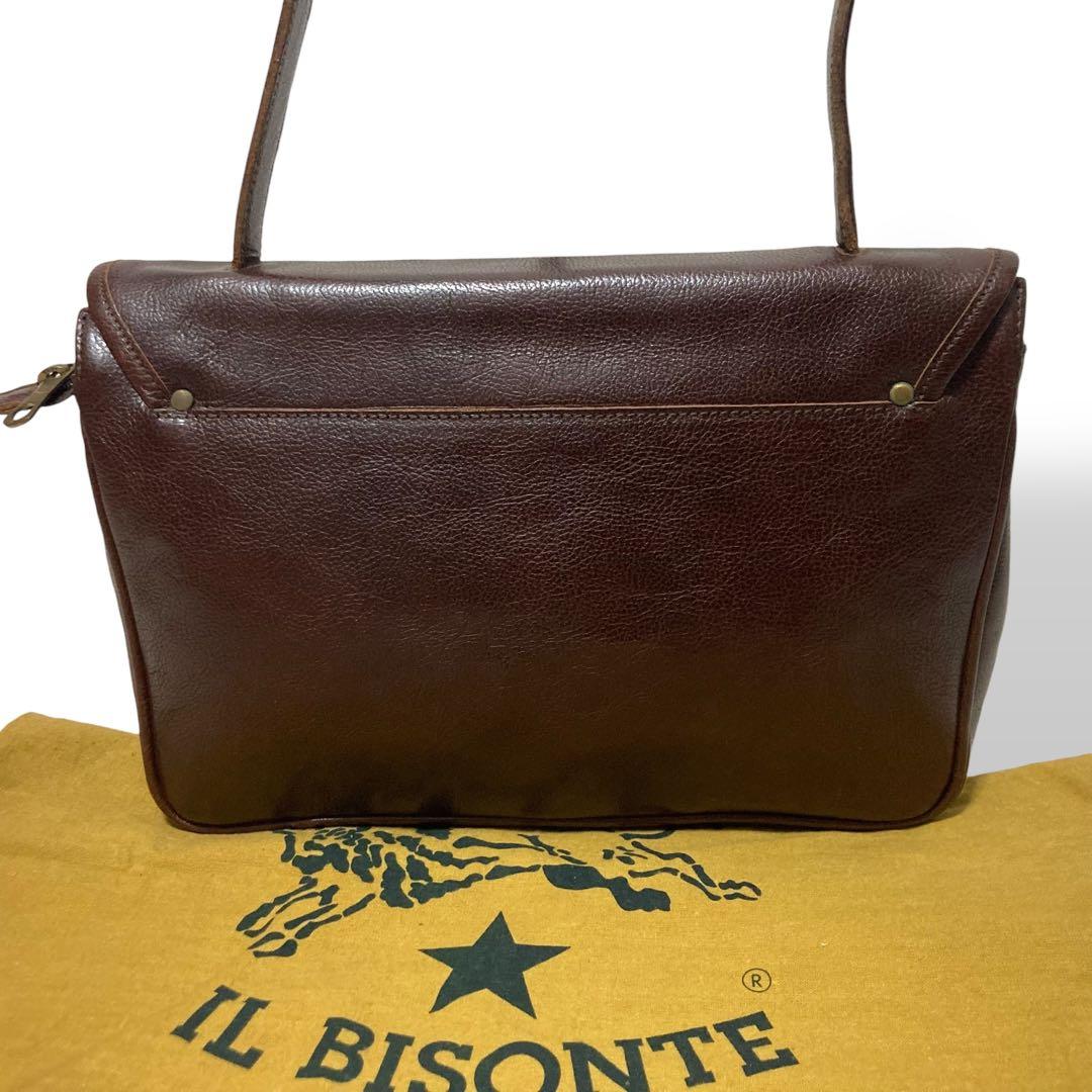 ヴィンテージ】イルビゾンテ ショルダーバッグ レザー ロゴ型押し ブラウン