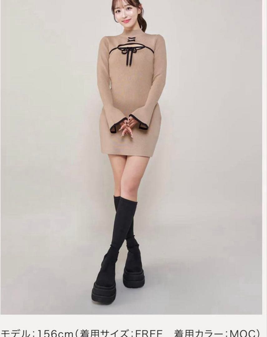 ダーリッチ フロントオープンリボンニットミニワンピース♡新品未使用