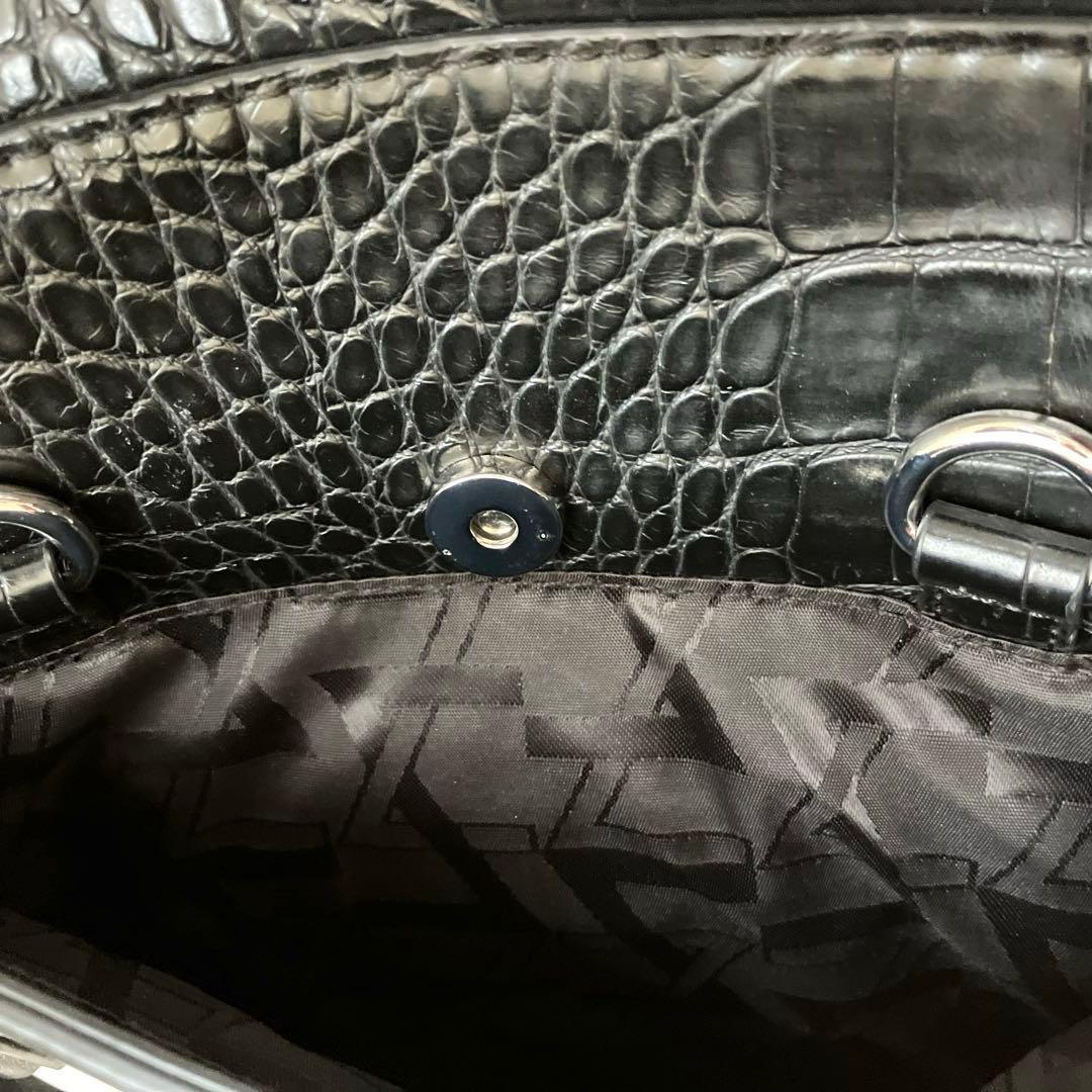 美品】クロコ型押し 縦型ビジネスバッグ ブラック プレゼント - メルカリ