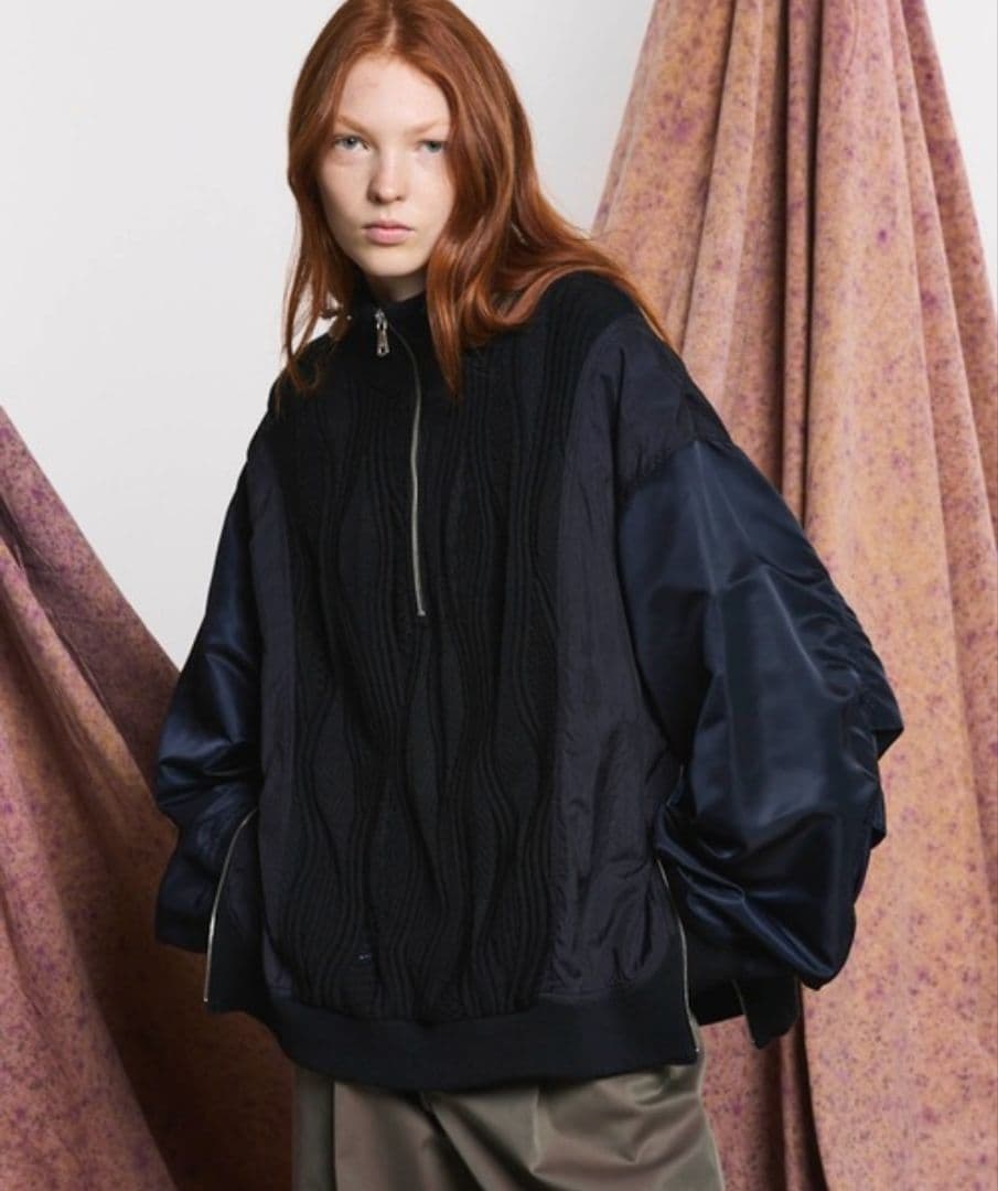 【完売品】異素材ドッキングプライムオーバーハーフジッププルオーバー MAISON SPECIAL（メゾンスペシャル）の「《UNISEX》Different Material