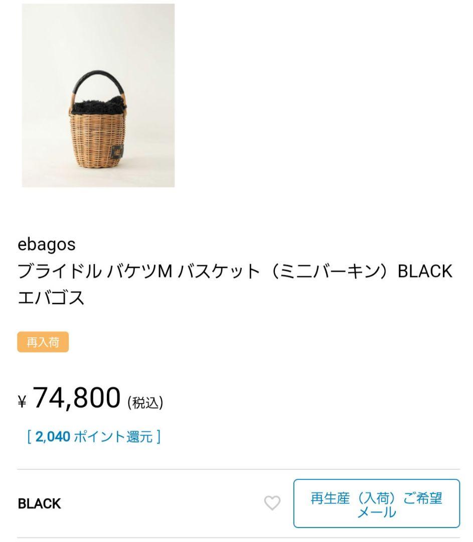 希望価格変更eb.a.gos エバゴス Mバスケットミニバーキン オマケ