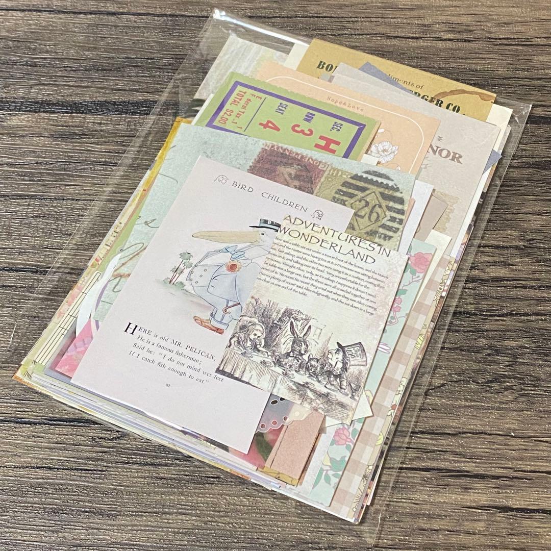 紙モノ おすそ分け 120枚以上 素材 コラージュ シール メモ 手帳