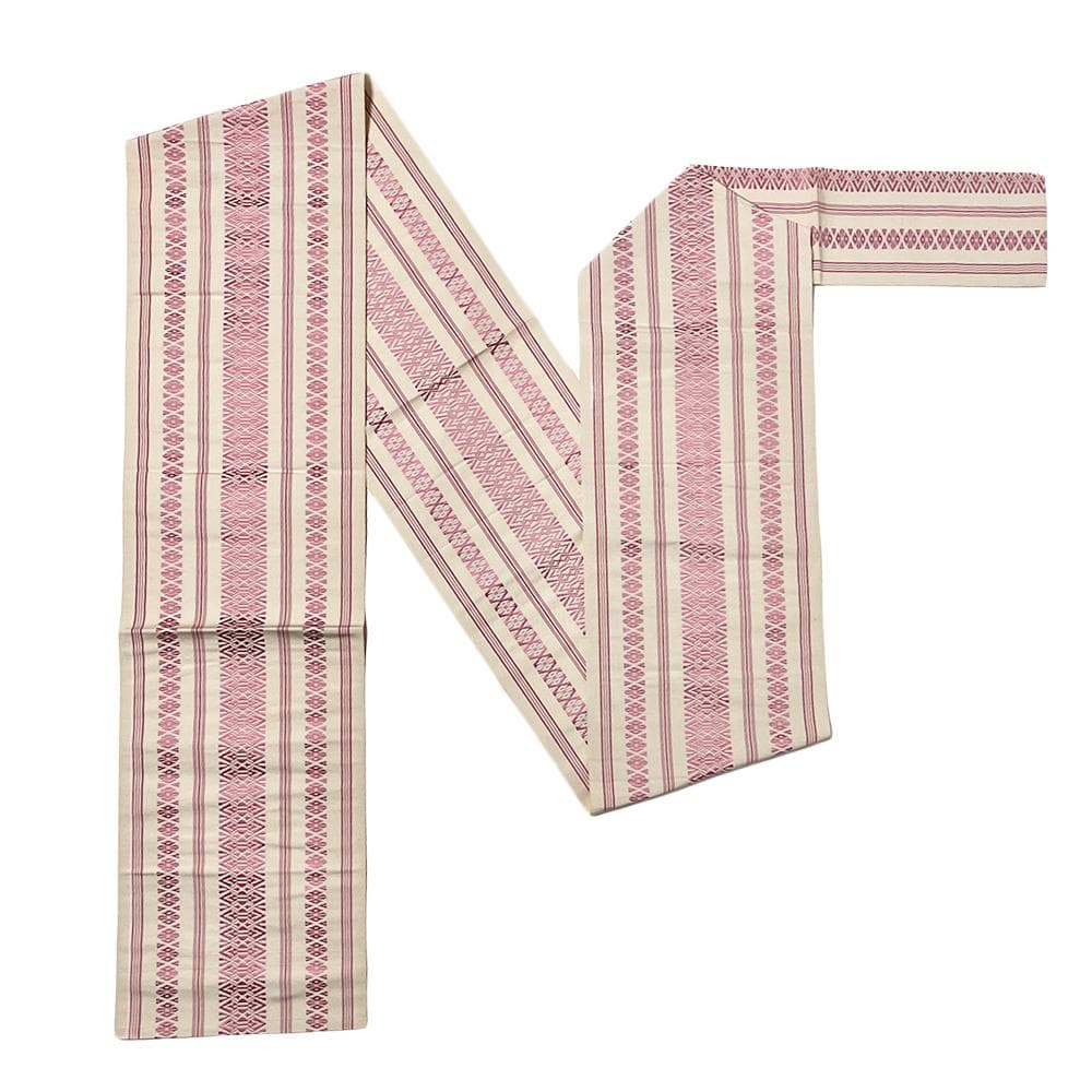 八寸名古屋帯 正絹 中古 博多織 白 ピンク 三献上 No.ymo0143 - メルカリ