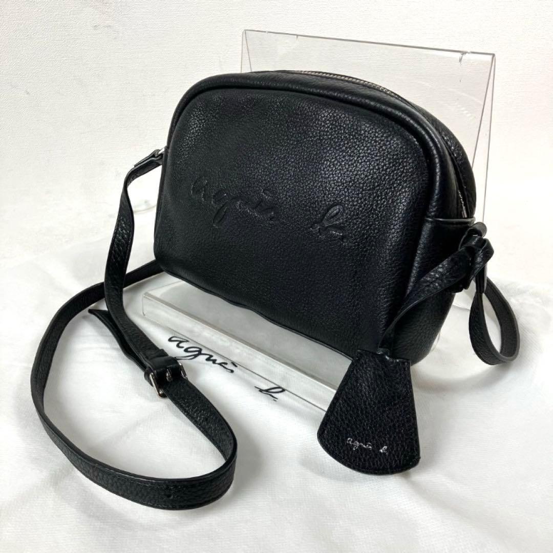 美品】アニエスベー エンボスロゴ カメラバッグ ショルダーバッグ