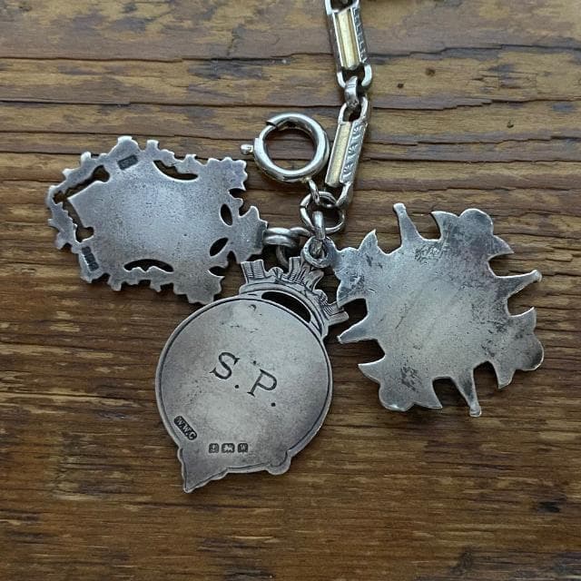 1900年代初頭 英国 アンティーク 純銀 アルバートチェーン ネックレス