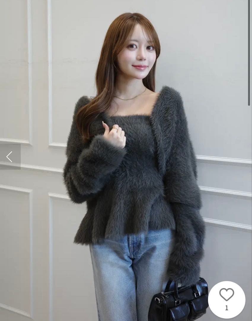 eimy istoire フェザーぺプラムニットカーディガンセット - メルカリ