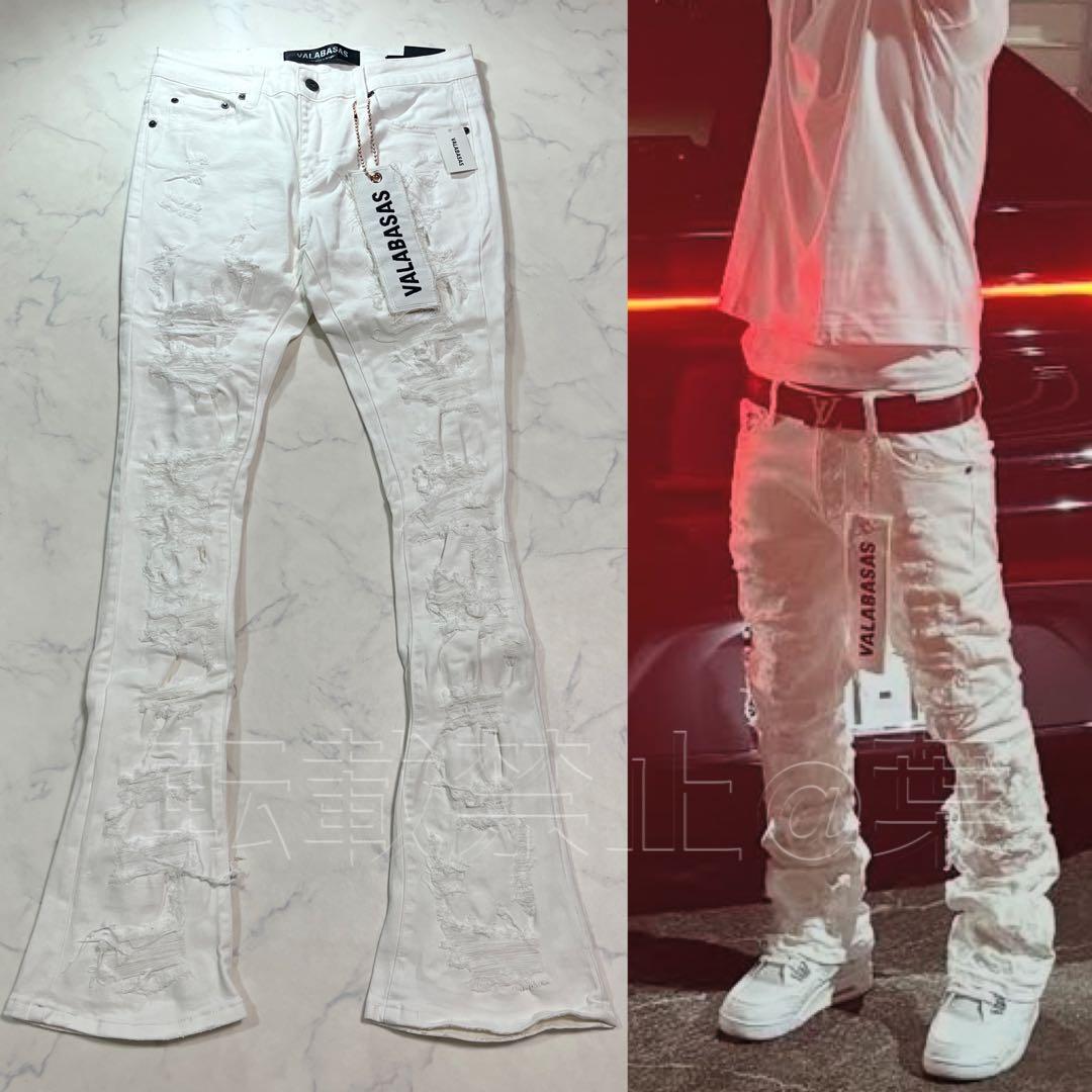 valabasas バラバサス クラッシュスキニーフレアデニム ホワイト 30