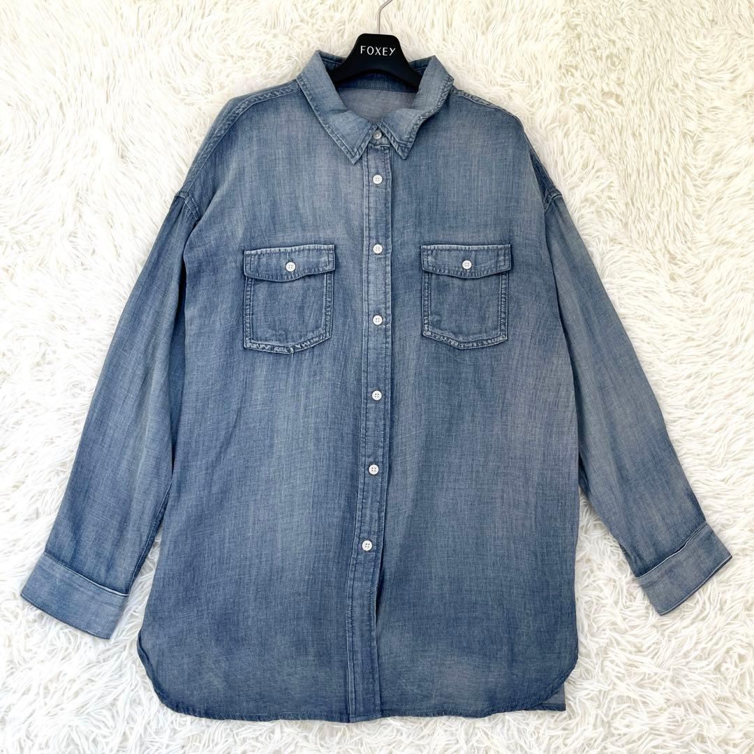 ビアズリー 《FRIPIER》シフォンデニムシャツ　Fサイズ