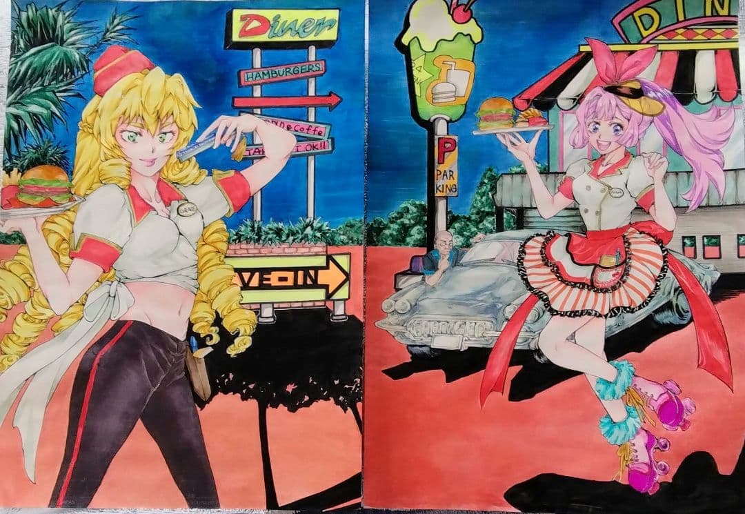 手描きイラスト　専用　化物語　神原駿河　悪役令嬢転生おじさん　グレイス&アンナ