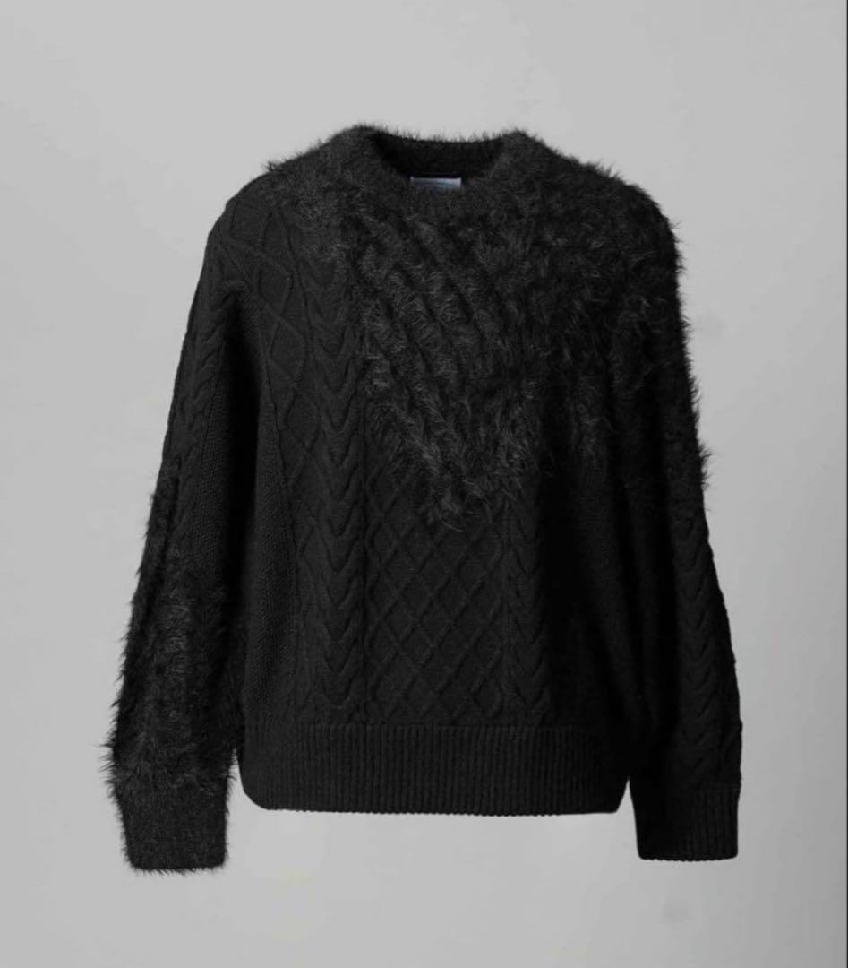ケーブルシャギーミックスプライムオーバークルーネックニットプルオーバー Cable Shaggy Mix Prime-Over Crew Neck Knit Pullover