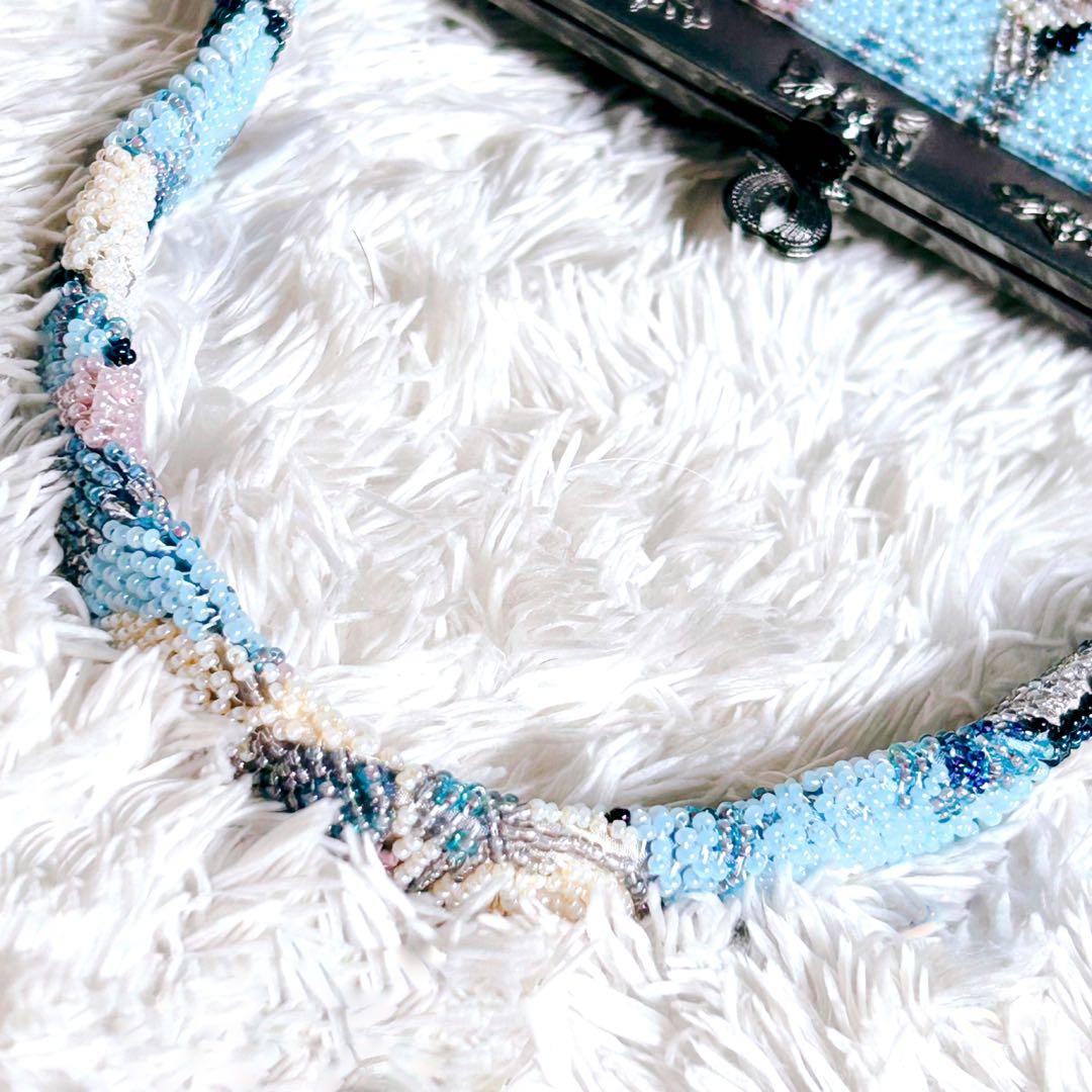 ビーズバッグ ハンドバッグ 手刺繍 葉っぱ 和装 レトロ ヴィンテージ