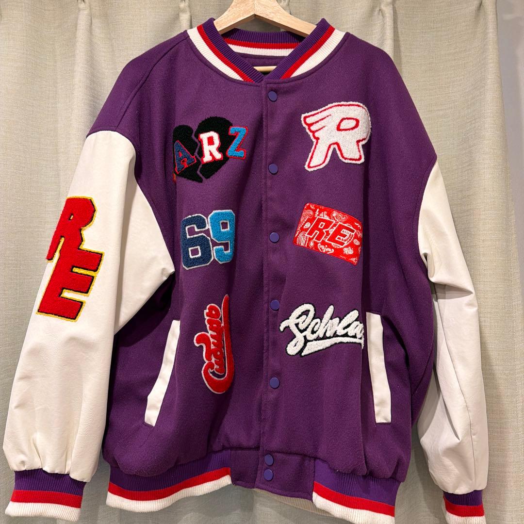 紫色 刺繍パッチ スタジャン - メルカリ