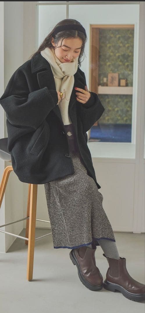 最終価格！niko and … ライトモッサドルマンジャケットコート ブラック