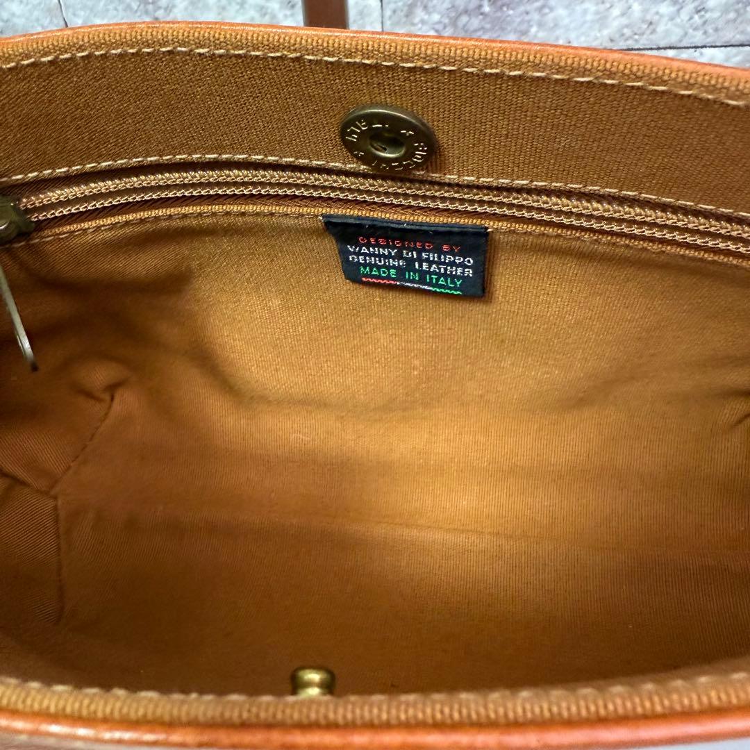 良品】イルビゾンテ レザー ハンドバッグ ロゴ刻印 キャメル