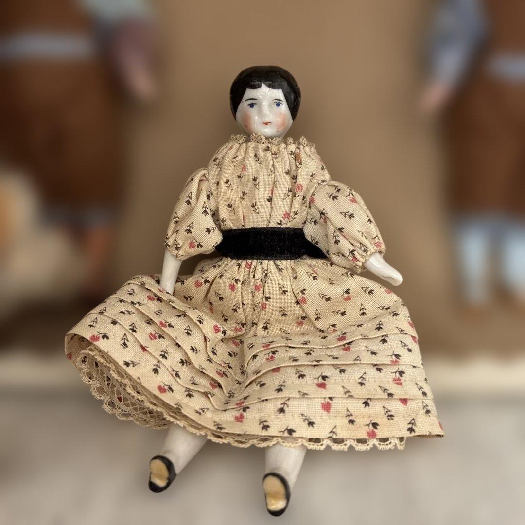 ドイツ　チャイナヘッド　ビスクドール、アンティークドール ドイツ製 チャイナヘッドドール ビスクドール 12.5cm アンティーク